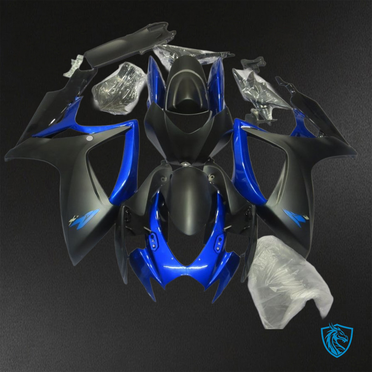 Suzuki GSX-R600/750 (2006-2007) Matte Blue & Black Fairings Kit - Aftermarket ABS Bodywork