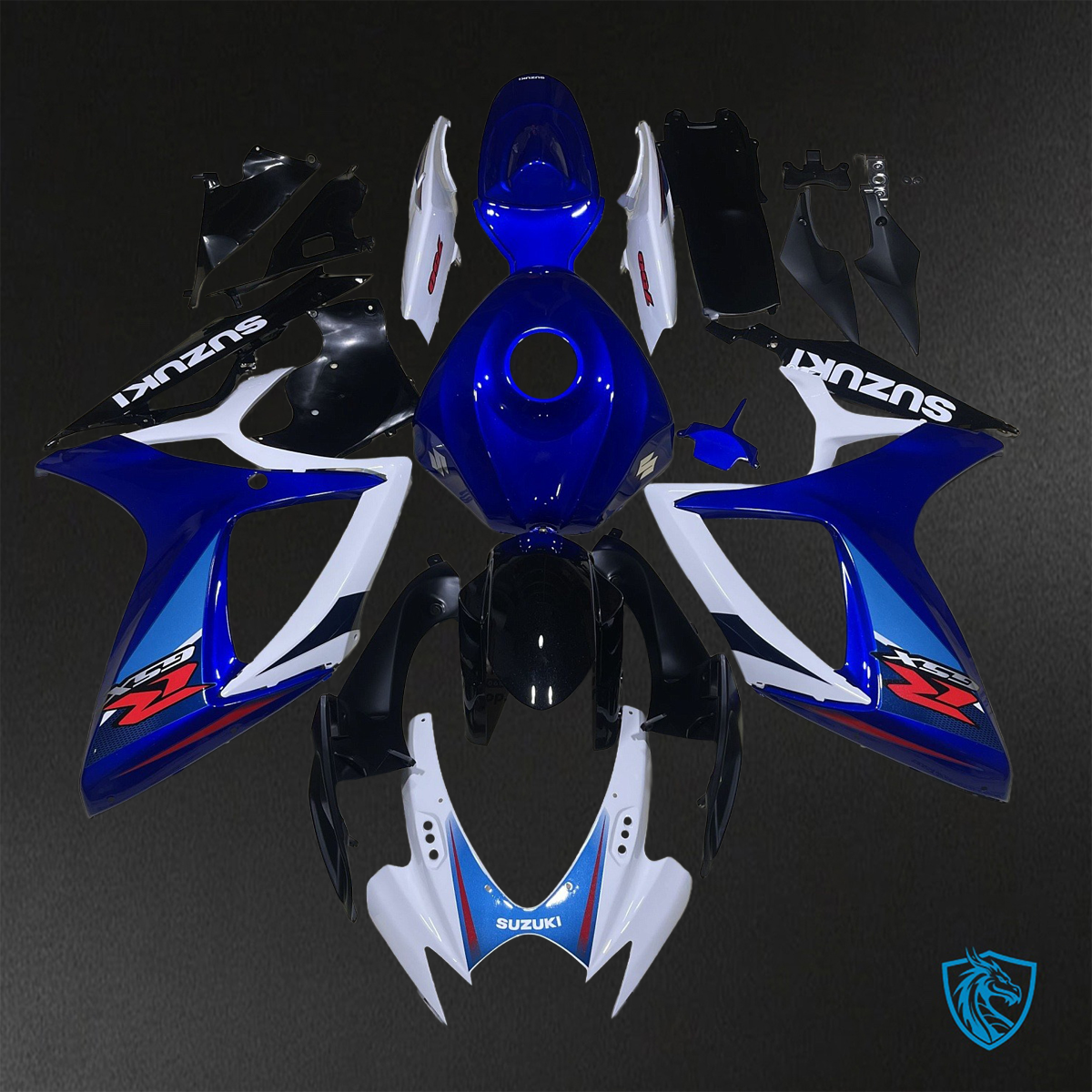 Suzuki GSX-R600/750 (2006-2007) Gloss Blue, White & Black Fairings Kit - Aftermarket ABS Bodywork