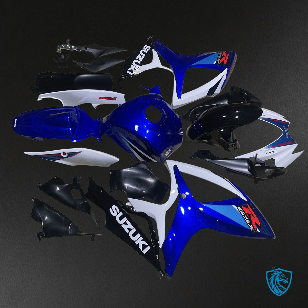 Suzuki GSX-R600/750 (2006-2007) Gloss Blue, White & Black Fairings Kit - Aftermarket ABS Bodywork