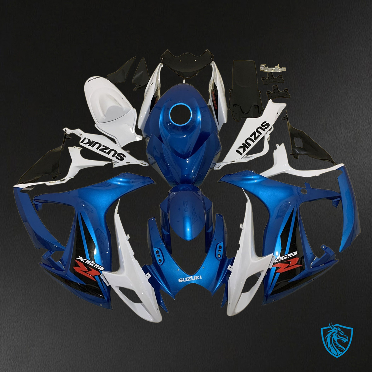 Suzuki GSX-R600/750 (2006-2007) Gloss Blue & White - Custom ABS Fairing Kit
