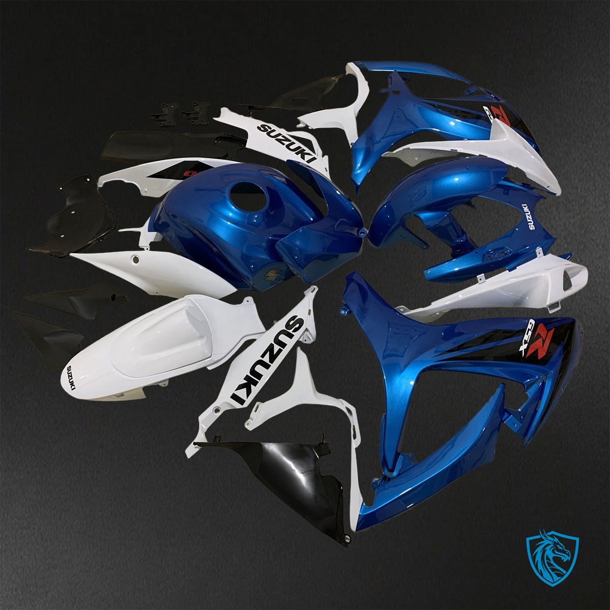 Suzuki GSX-R600/750 (2006-2007) Gloss Blue & White - Custom ABS Fairing Kit