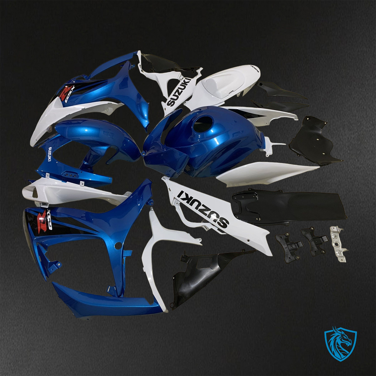 Suzuki GSX-R600/750 (2006-2007) Gloss Blue & White - Custom ABS Fairing Kit