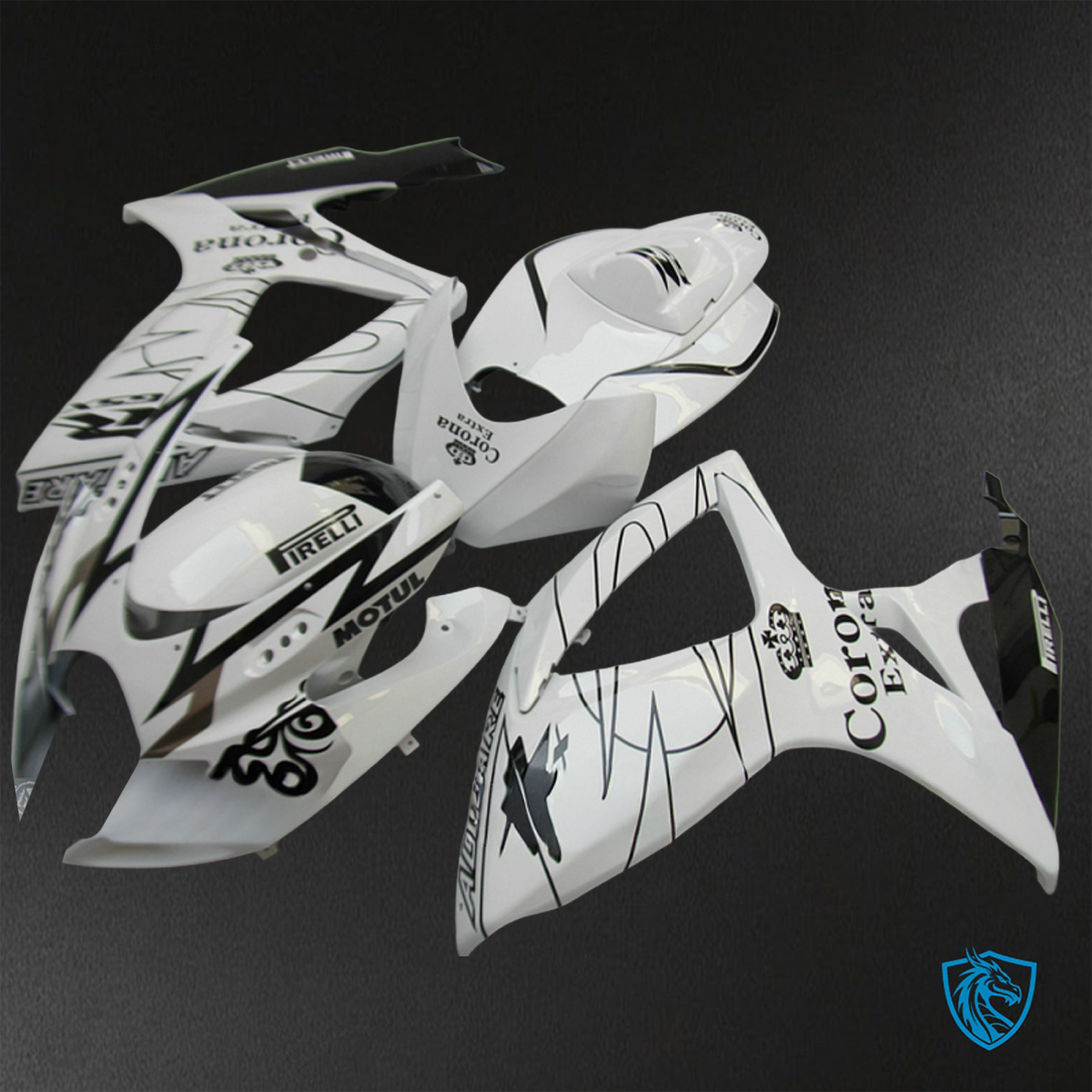 Suzuki GSX-R600/750 (2006-2007) White & Black - Replacement Motorcycle Fairings Kit