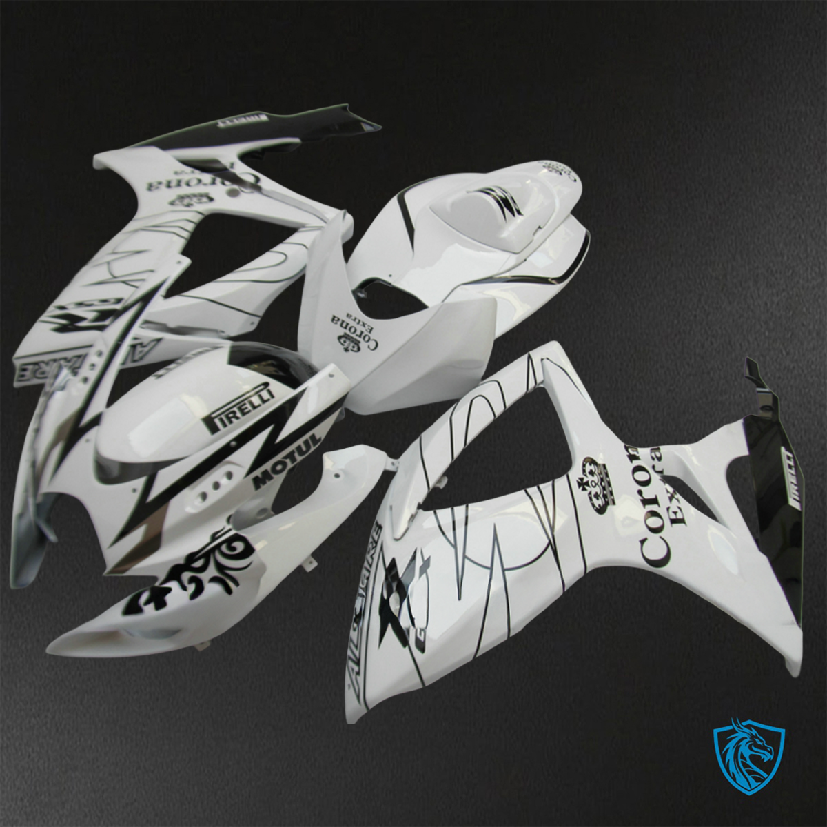 Suzuki GSX-R600/750 (2006-2007) White & Black - Replacement Motorcycle Fairings Kit