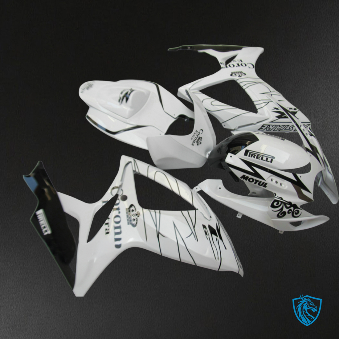 Suzuki GSX-R600/750 (2006-2007) White & Black - Replacement Motorcycle Fairings Kit