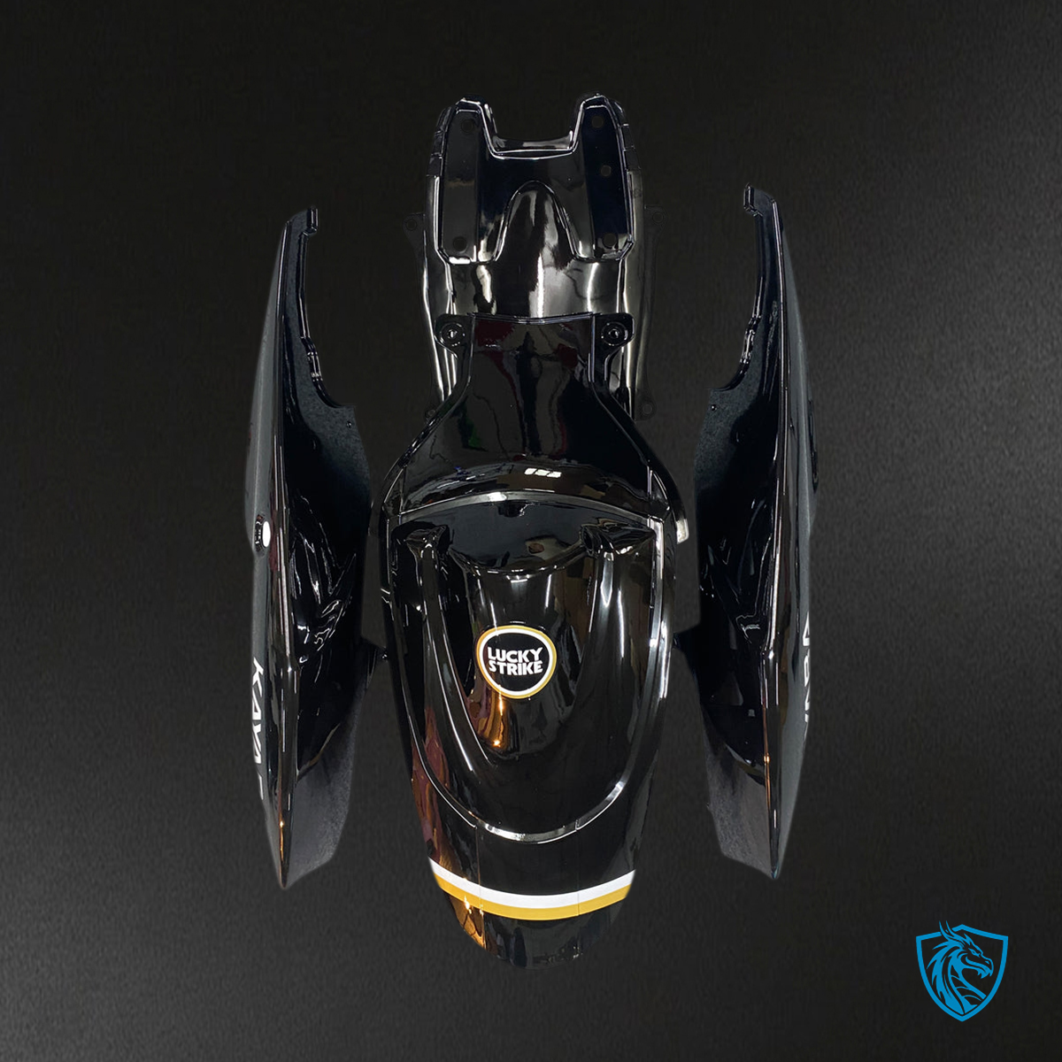 Suzuki GSXR 600-750 (2006-2007) Black & Gold Lucky Strike Fairing Kit - Aftermarket ABS Bodywork