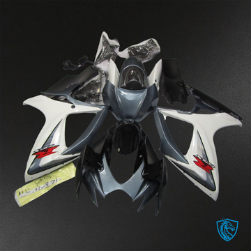 Suzuki GSX-R600/750 (2006-2007) Gray, Black & White Fairings Kit - Aftermarket ABS Bodywork