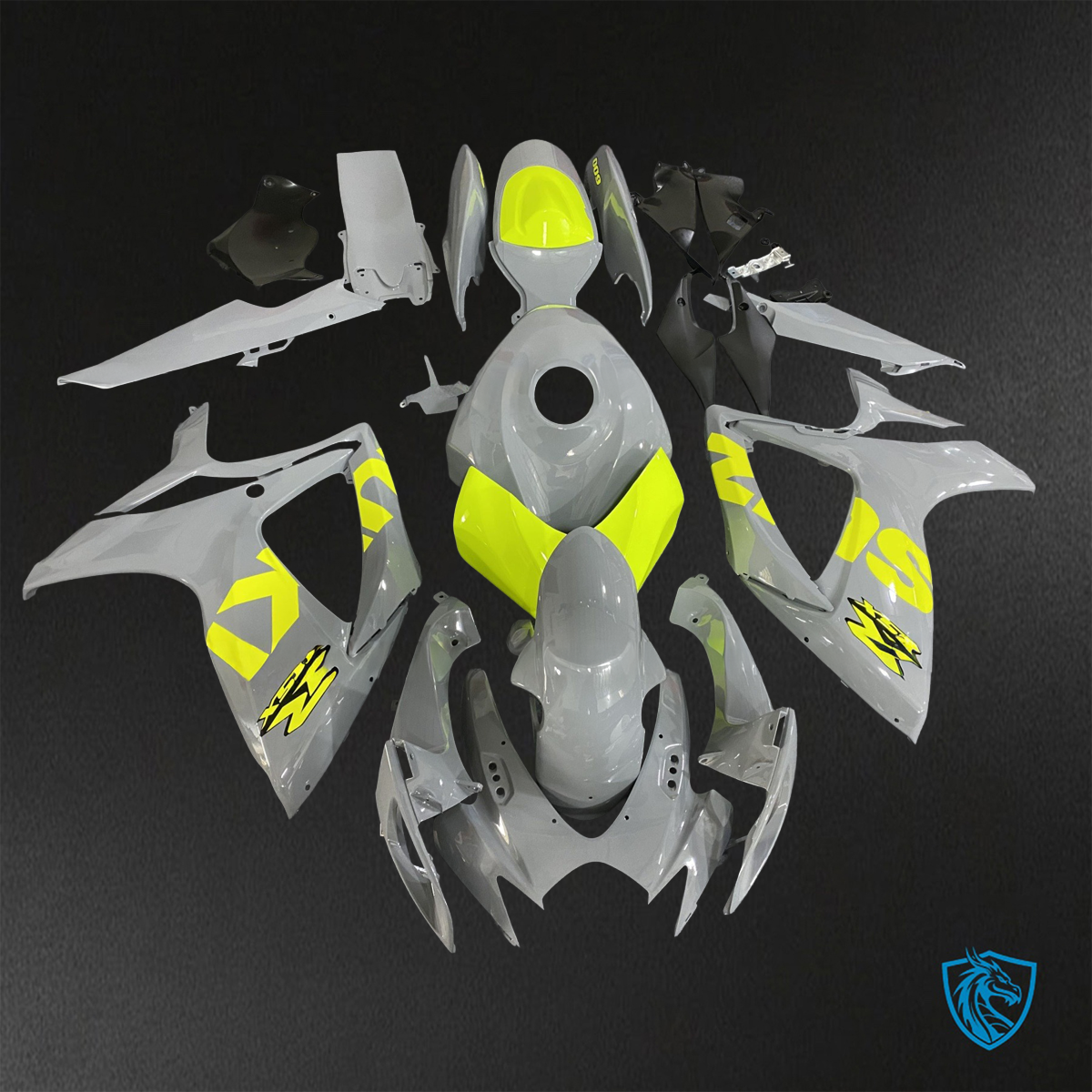 Suzuki GSX-R600/750 (2006-2007) Gloss Gray & Yellow ABS Bodywork - Fairings Kit