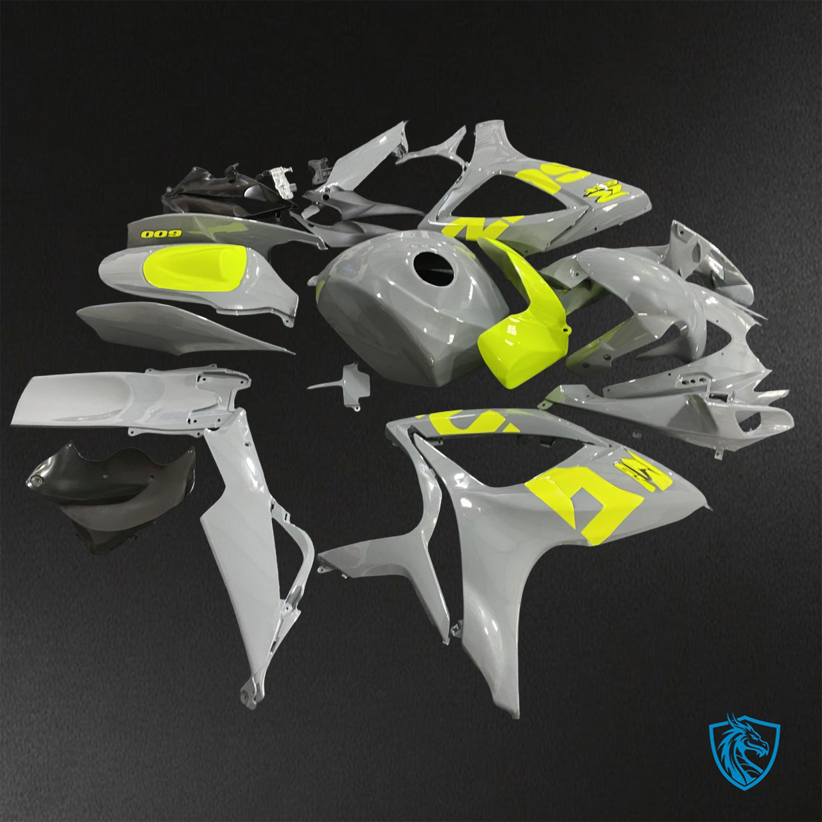 Suzuki GSX-R600/750 (2006-2007) Gloss Gray & Yellow ABS Bodywork - Fairings Kit