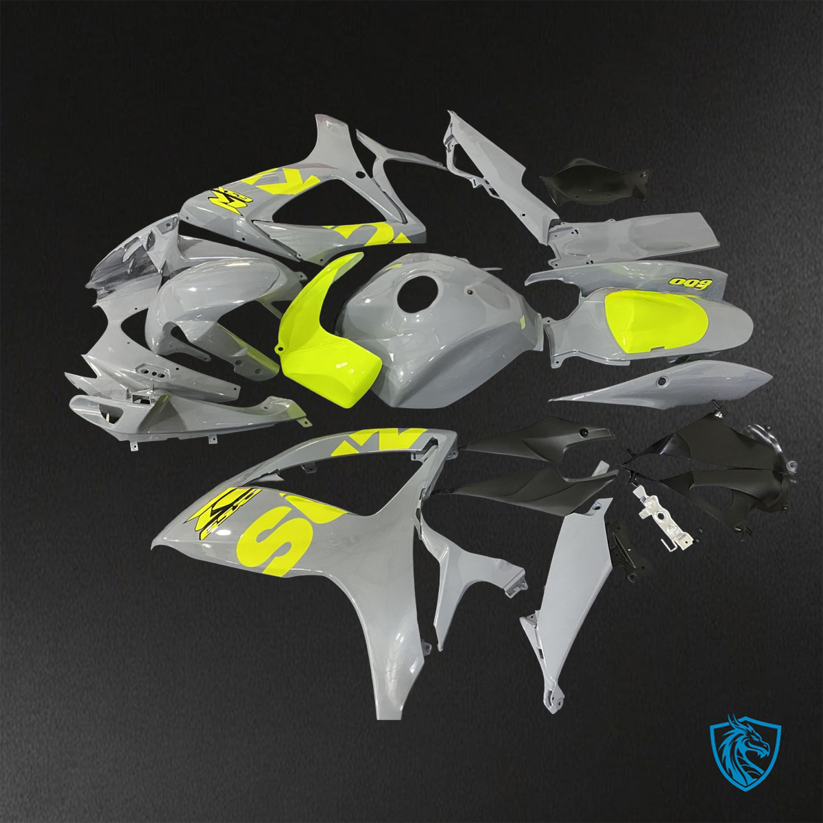 Suzuki GSX-R600/750 (2006-2007) Gloss Gray & Yellow ABS Bodywork - Fairings Kit