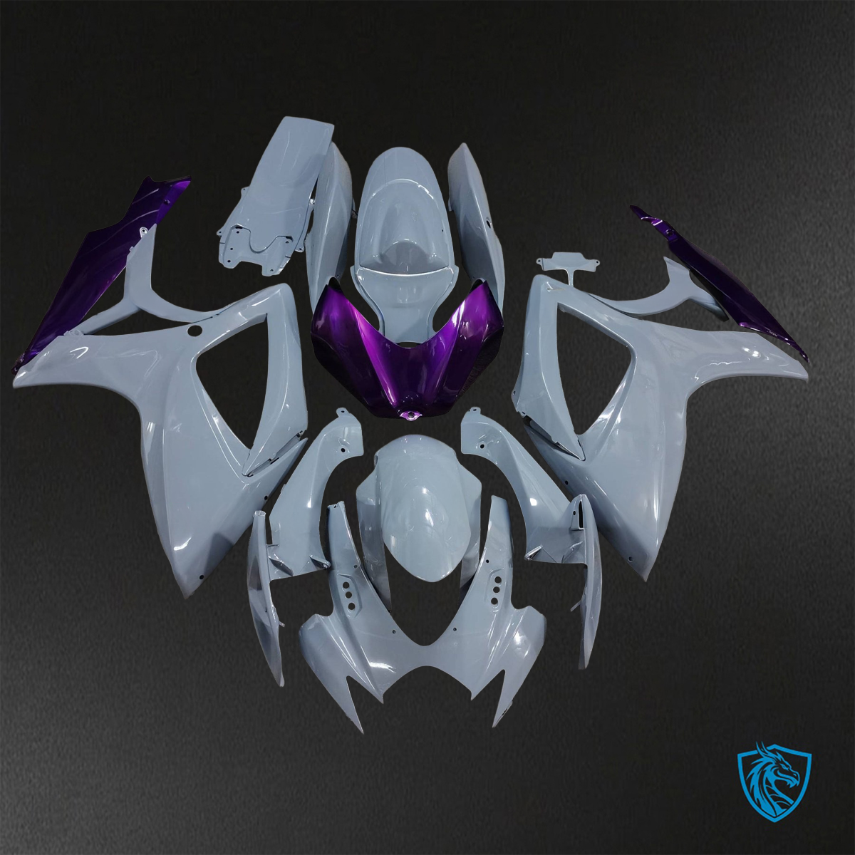 Suzuki GSX-R600/750 (2006-2007) White & Purple Fairings Kit - Aftermarket ABS Bodywork