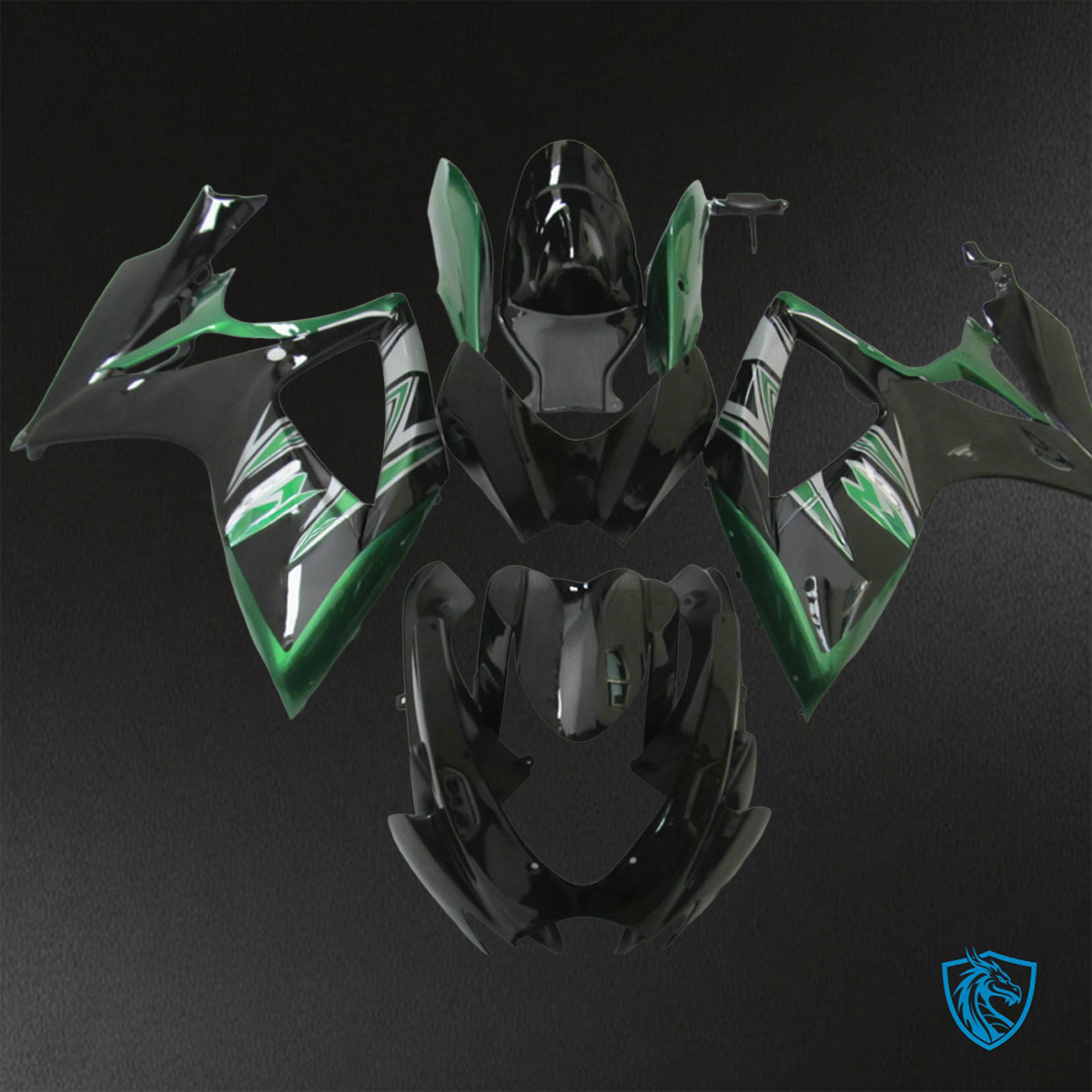 Suzuki GSX-R600/750 (2006-2007) Gloss Green & Black Fairings Kit - Aftermarket ABS Bodywork