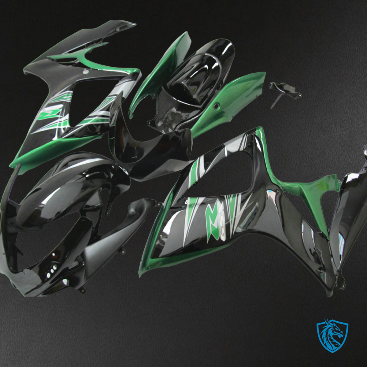 Suzuki GSX-R600/750 (2006-2007) Gloss Green & Black Fairings Kit - Aftermarket ABS Bodywork