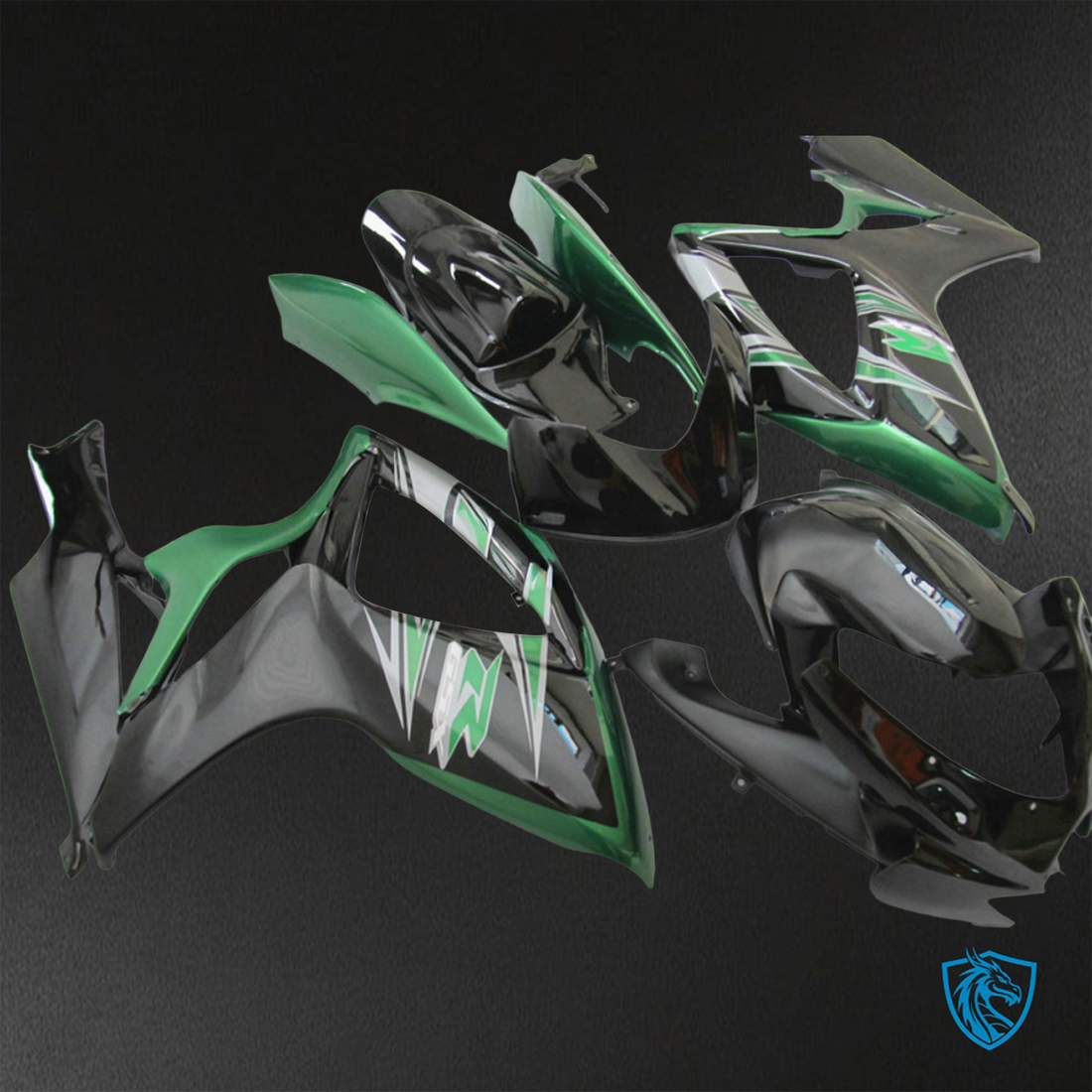 Suzuki GSX-R600/750 (2006-2007) Gloss Green & Black Fairings Kit - Aftermarket ABS Bodywork