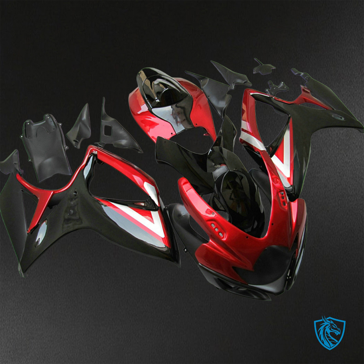 Suzuki GSX-R600/750 (2006-2007) Red & Black ABS Bodywork - Fairings Kit