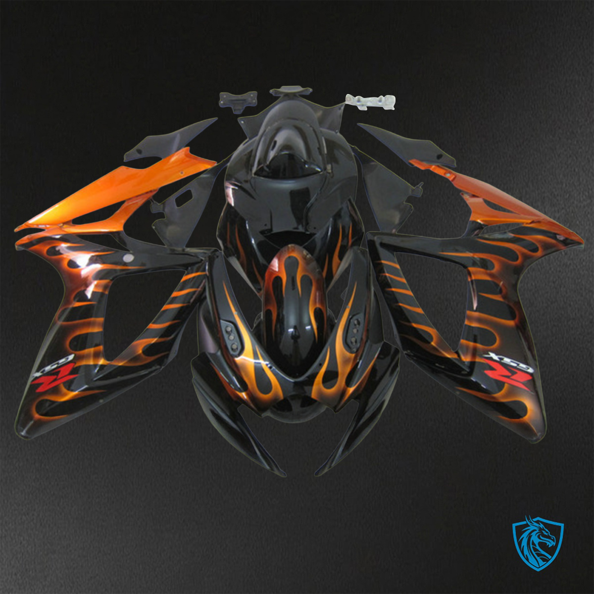 Suzuki GSX-R600/750 (2006-2007) Red & Black Flame - Custom ABS Fairing Kit