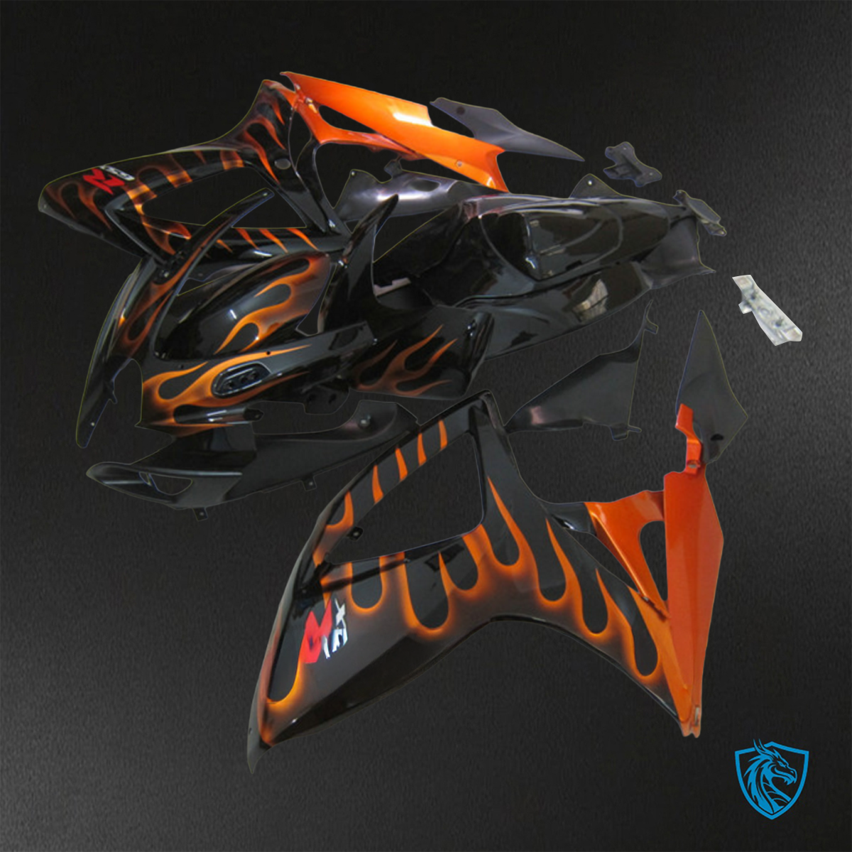 Suzuki GSX-R600/750 (2006-2007) Red & Black Flame - Custom ABS Fairing Kit