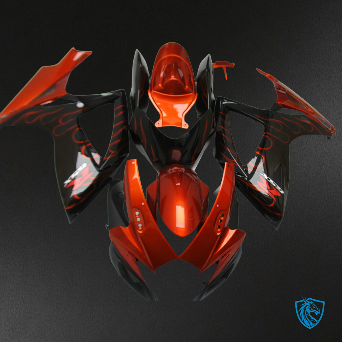 Suzuki GSX-R600/750 (2006-2007) Red & Black Flame - Replacement Motorcycle Fairings Kit