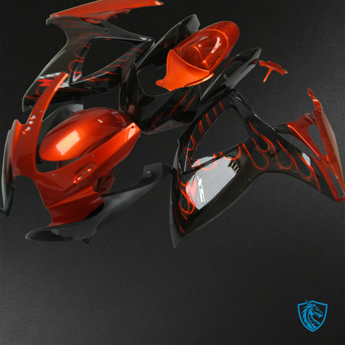 Suzuki GSX-R600/750 (2006-2007) Red & Black Flame - Replacement Motorcycle Fairings Kit