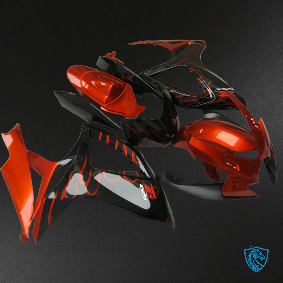 Suzuki GSX-R600/750 (2006-2007) Red & Black Flame - Replacement Motorcycle Fairings Kit