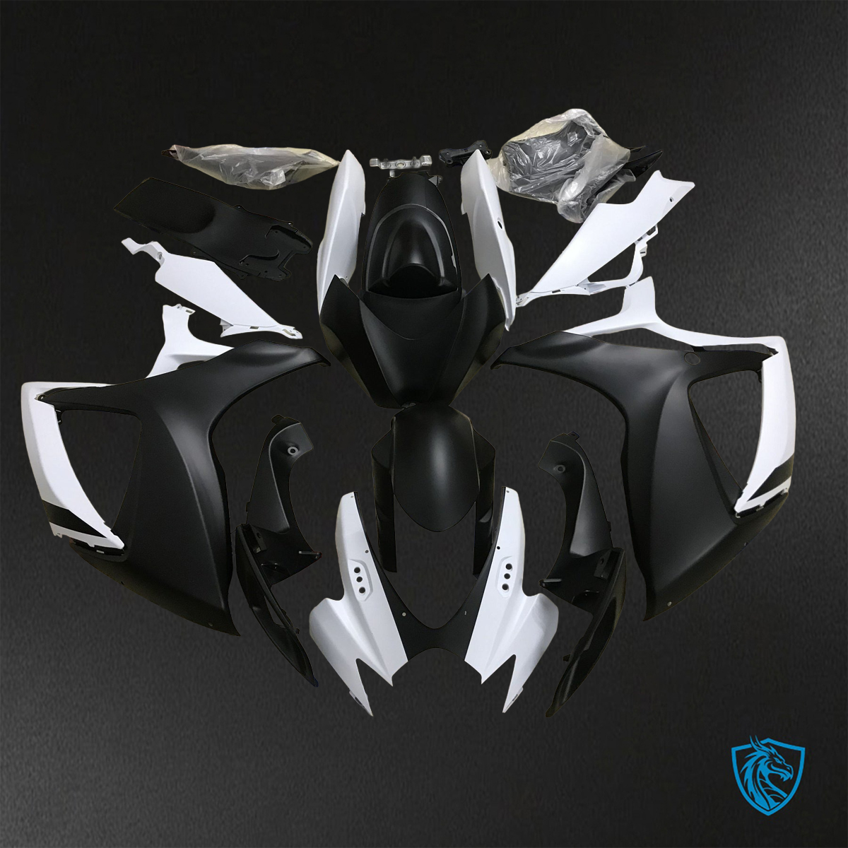 Suzuki GSX-R600/750 (2006-2007) White & Black - Custom ABS Fairing Kit