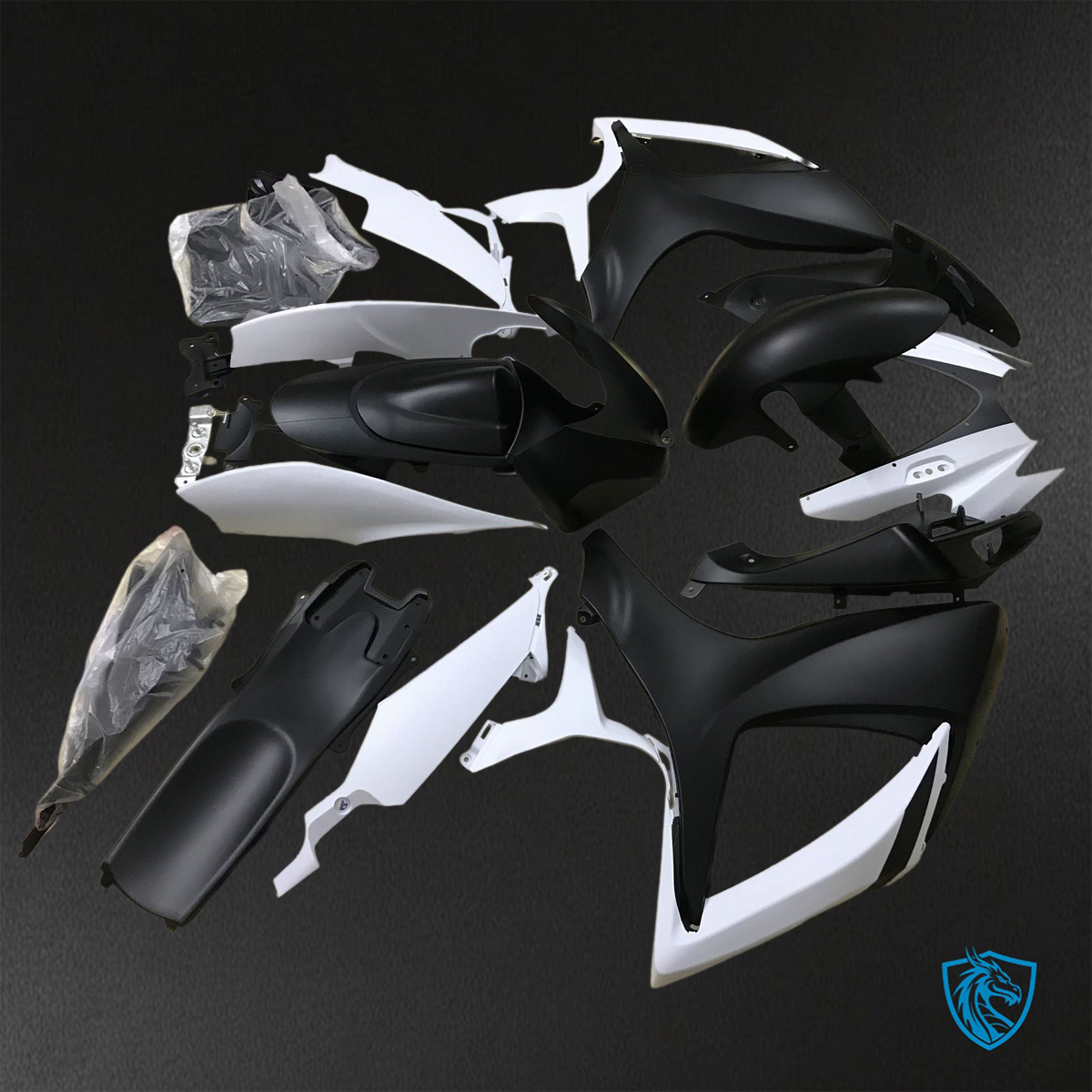 Suzuki GSX-R600/750 (2006-2007) White & Black - Custom ABS Fairing Kit
