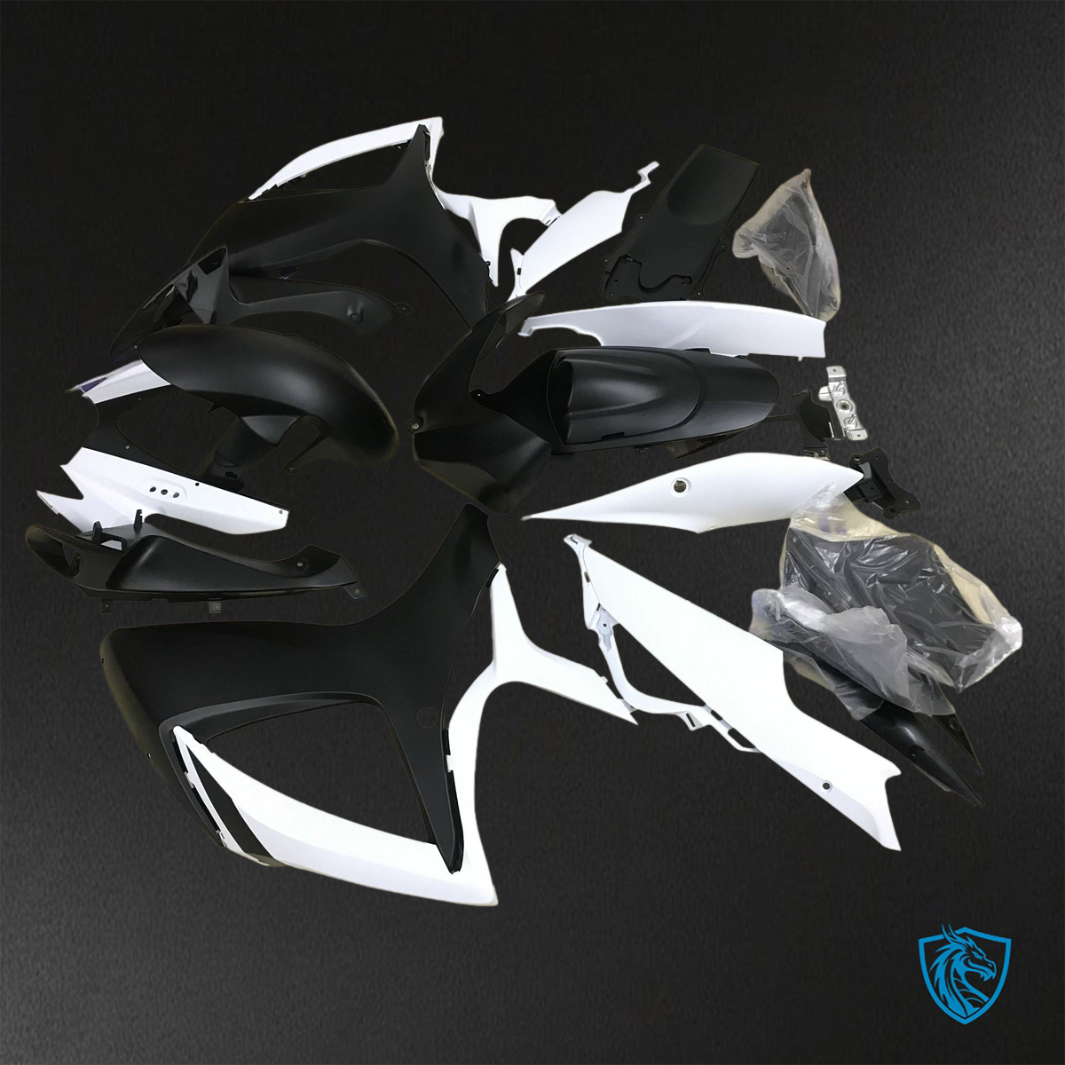 Suzuki GSX-R600/750 (2006-2007) White & Black - Custom ABS Fairing Kit