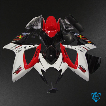 Suzuki GSX-R600/750 (2006-2007) Black, Red & White Fairings Kit - Aftermarket ABS Bodywork