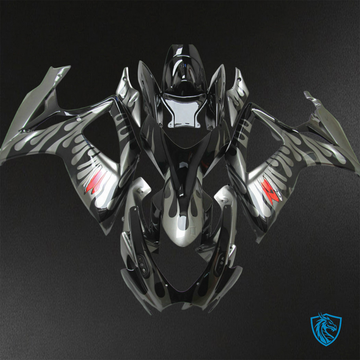Suzuki GSX-R600/750 (2006-2007) Silver & Black Flame Fairings Kit - Aftermarket ABS Bodywork
