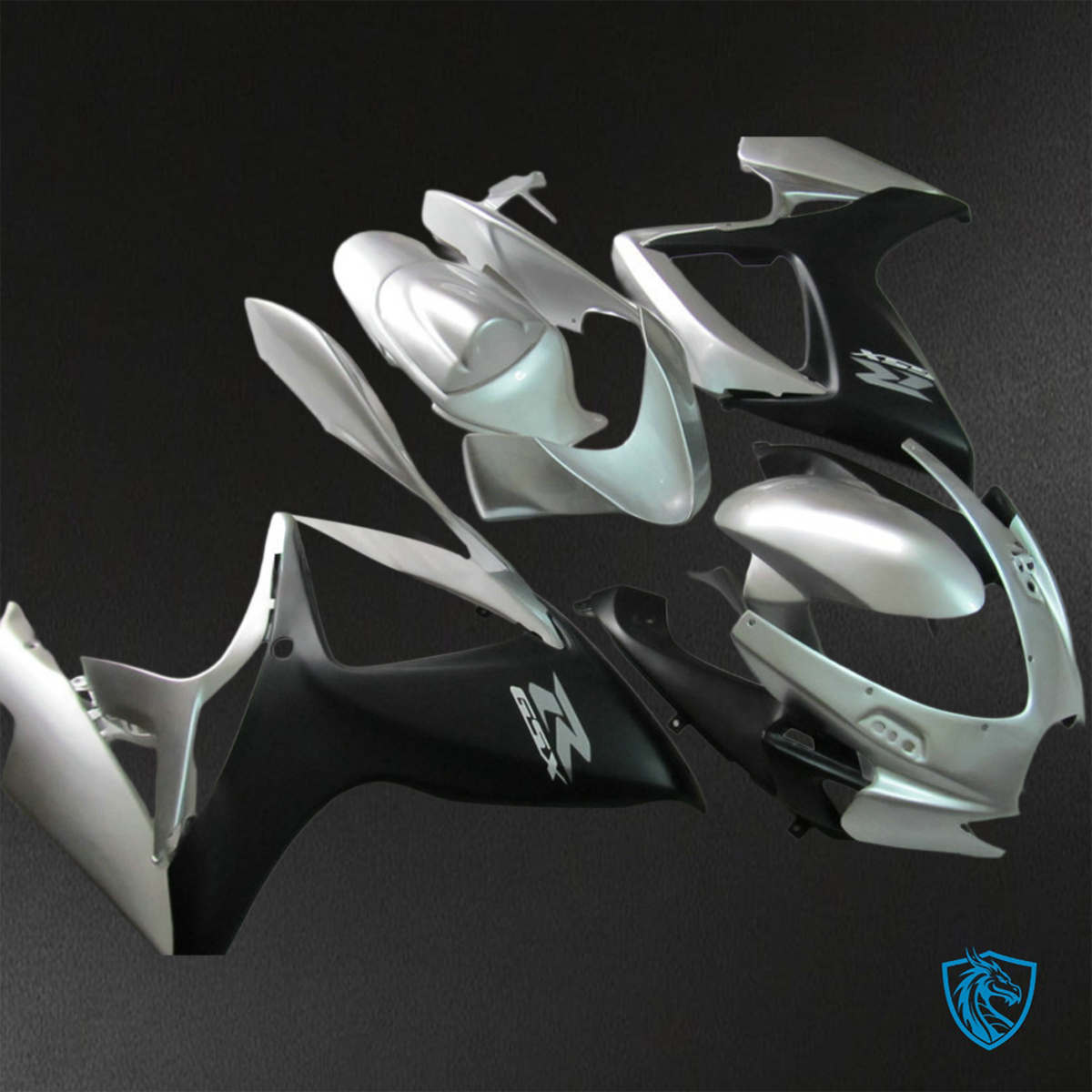 Suzuki GSX-R600/750 (2006-2007) Silver & Black - Custom ABS Fairing Kit