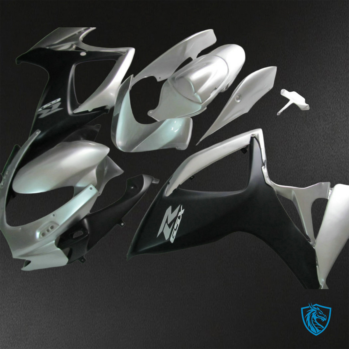 Suzuki GSX-R600/750 (2006-2007) Silver & Black - Custom ABS Fairing Kit