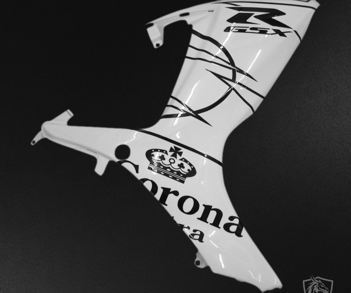Suzuki GSXR 600-750 (2006-2007) White & Black Alstare Corona Fairing Kit - Aftermarket ABS Bodywork