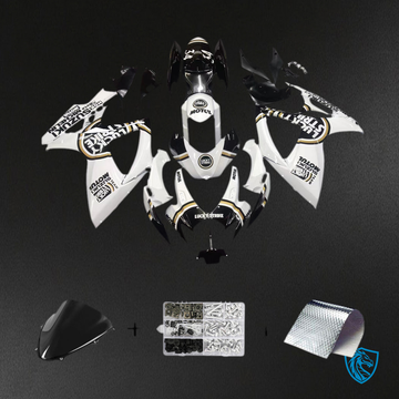 Suzuki GSXR 600-750 (2006-2007) White & Black Lucky Strike Fairing Kit | ABS Bodywork