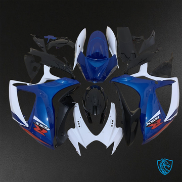 Suzuki GSX-R600/750 (2006-2007) Gloss White, Black & Blue Fairings Kit - Aftermarket ABS Bodywork