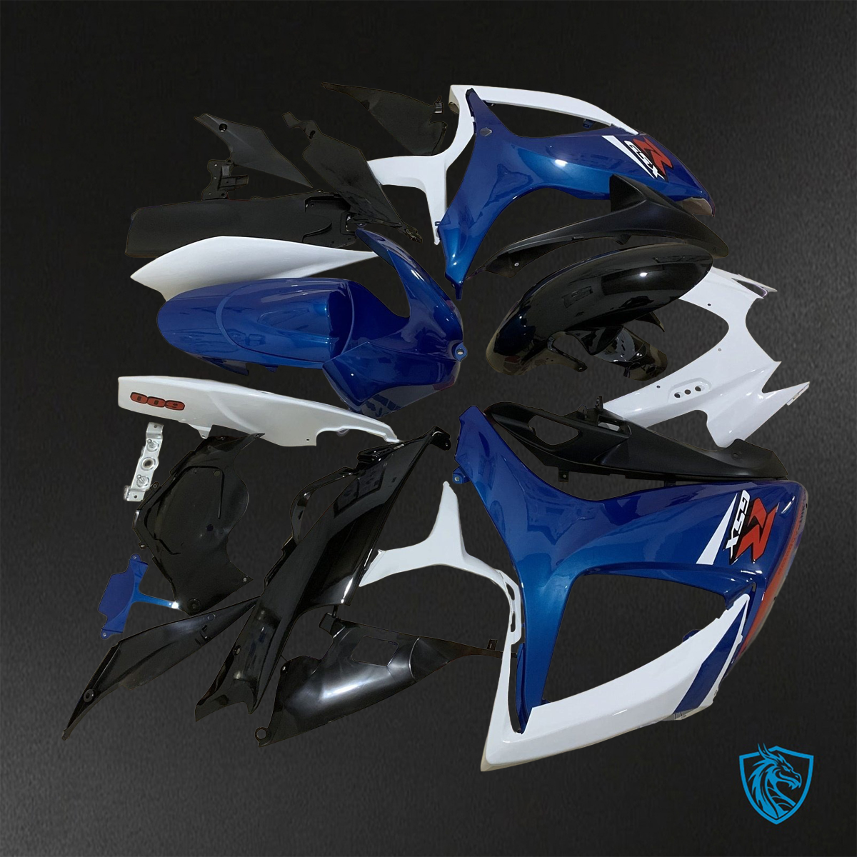 Suzuki GSX-R600/750 (2006-2007) Gloss White, Black & Blue Fairings Kit - Aftermarket ABS Bodywork