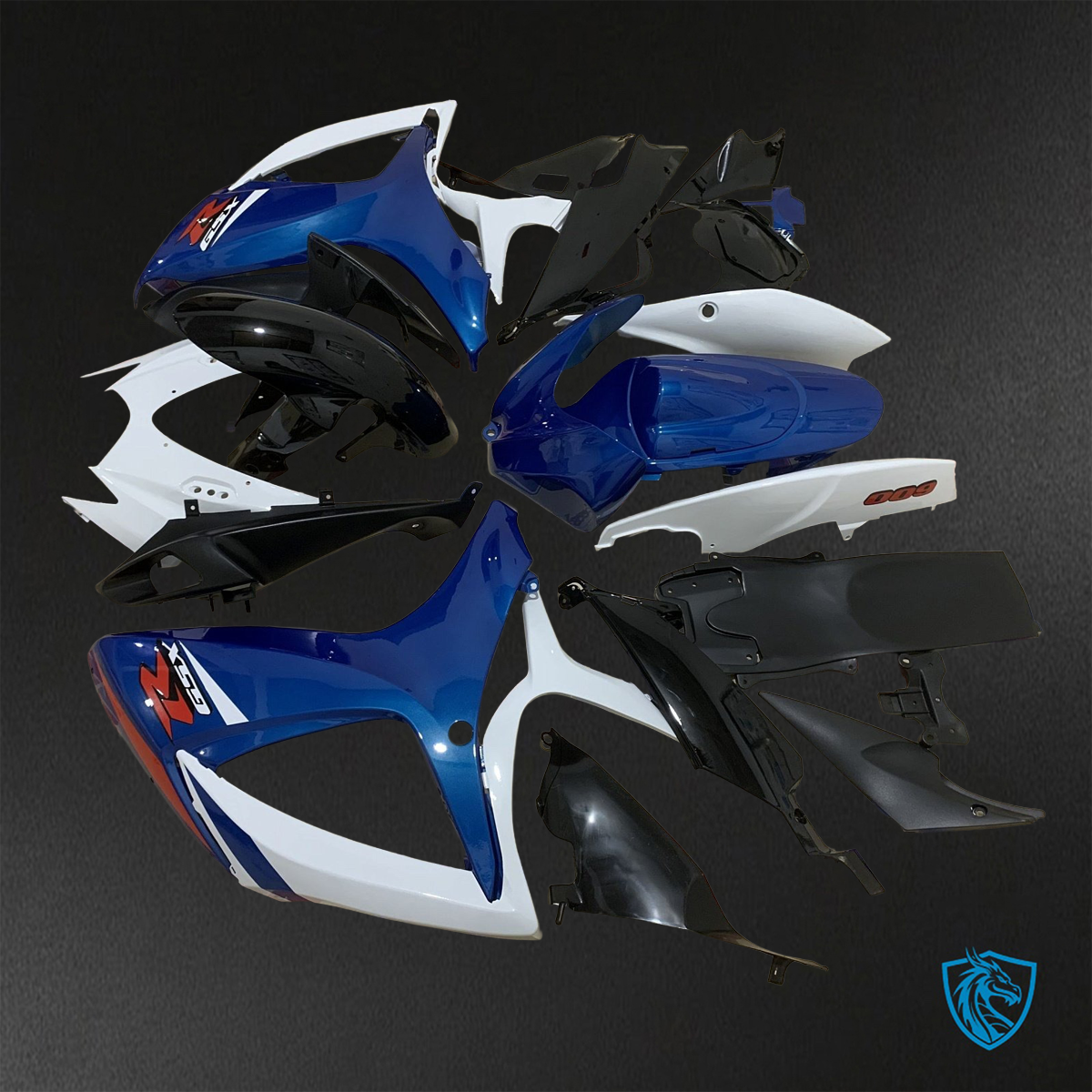 Suzuki GSX-R600/750 (2006-2007) Gloss White, Black & Blue Fairings Kit - Aftermarket ABS Bodywork