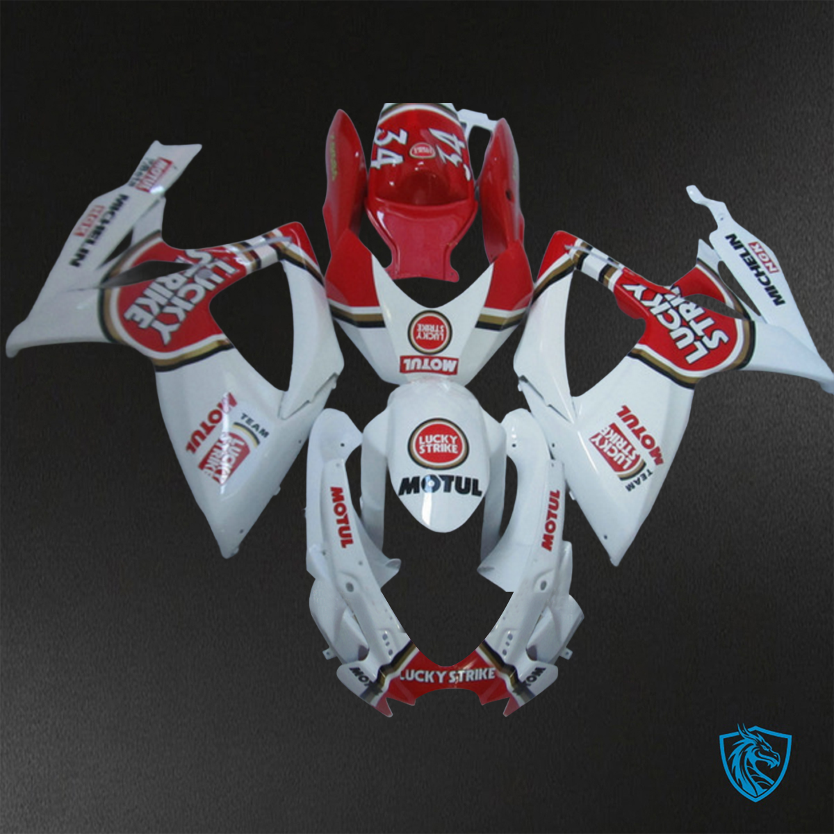 Suzuki GSX-R600/750 (2006-2007) White & Red Lucky Strike - Custom ABS Fairing Kit
