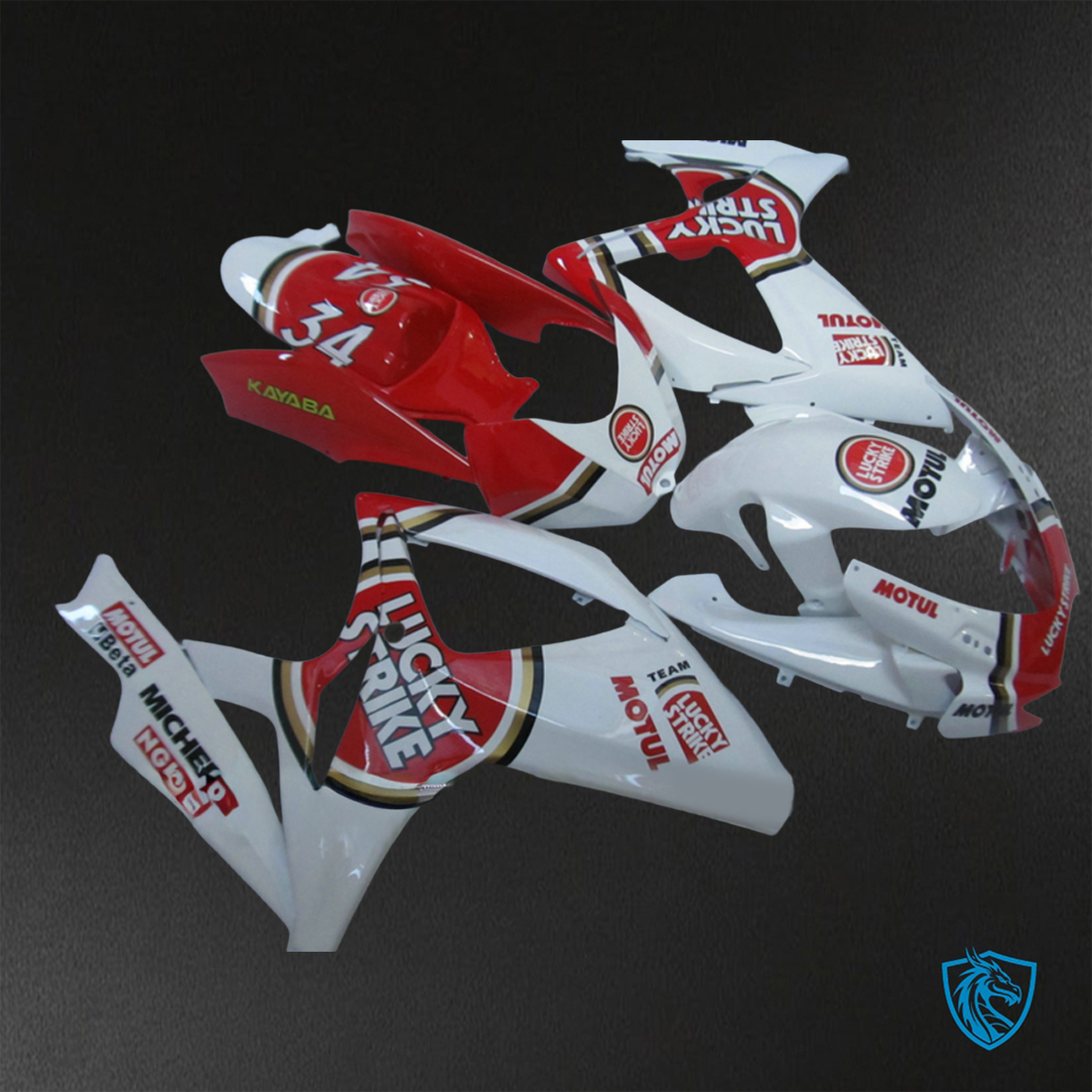 Suzuki GSX-R600/750 (2006-2007) White & Red Lucky Strike - Custom ABS Fairing Kit