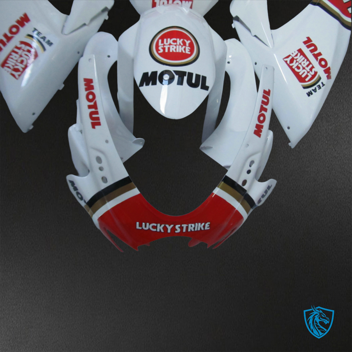 Suzuki GSX-R600/750 (2006-2007) White & Red Lucky Strike - Custom ABS Fairing Kit
