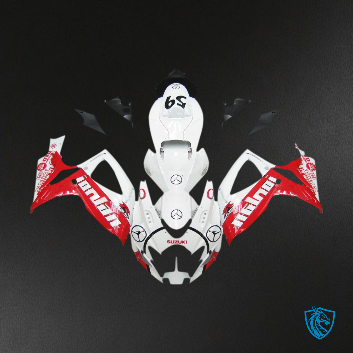 Suzuki GSXR 600-750 (2006-2007) White & Red Jordan - MERGEment Motorcycle Fairings Kit