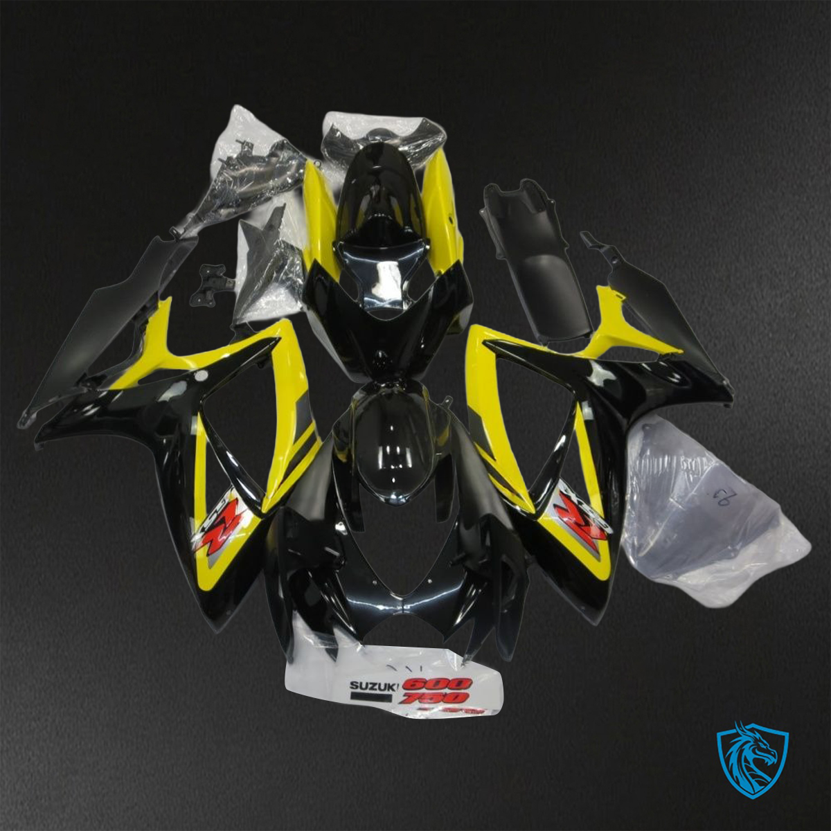 Suzuki GSX-R600/750 (2006-2007) Yellow & Black Fairings Kit - Aftermarket ABS Bodywork
