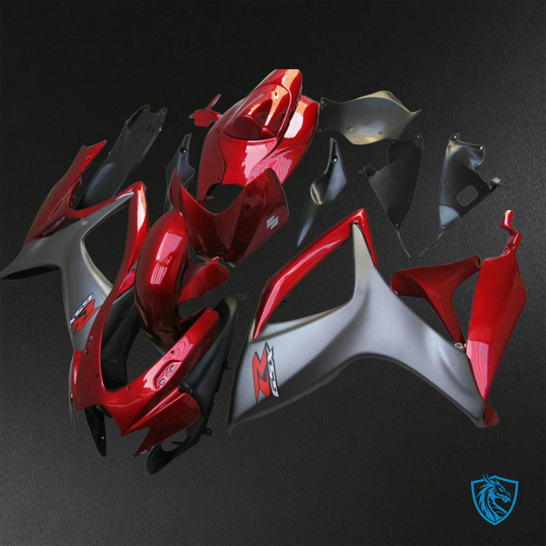 Suzuki GSX-R600/750 (2006-2007) Gloss Red & Grey - Replacement Motorcycle Fairings Kit