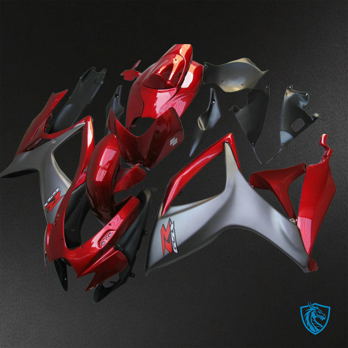 Suzuki GSX-R600/750 (2006-2007) Gloss Red & Grey - Replacement Motorcycle Fairings Kit