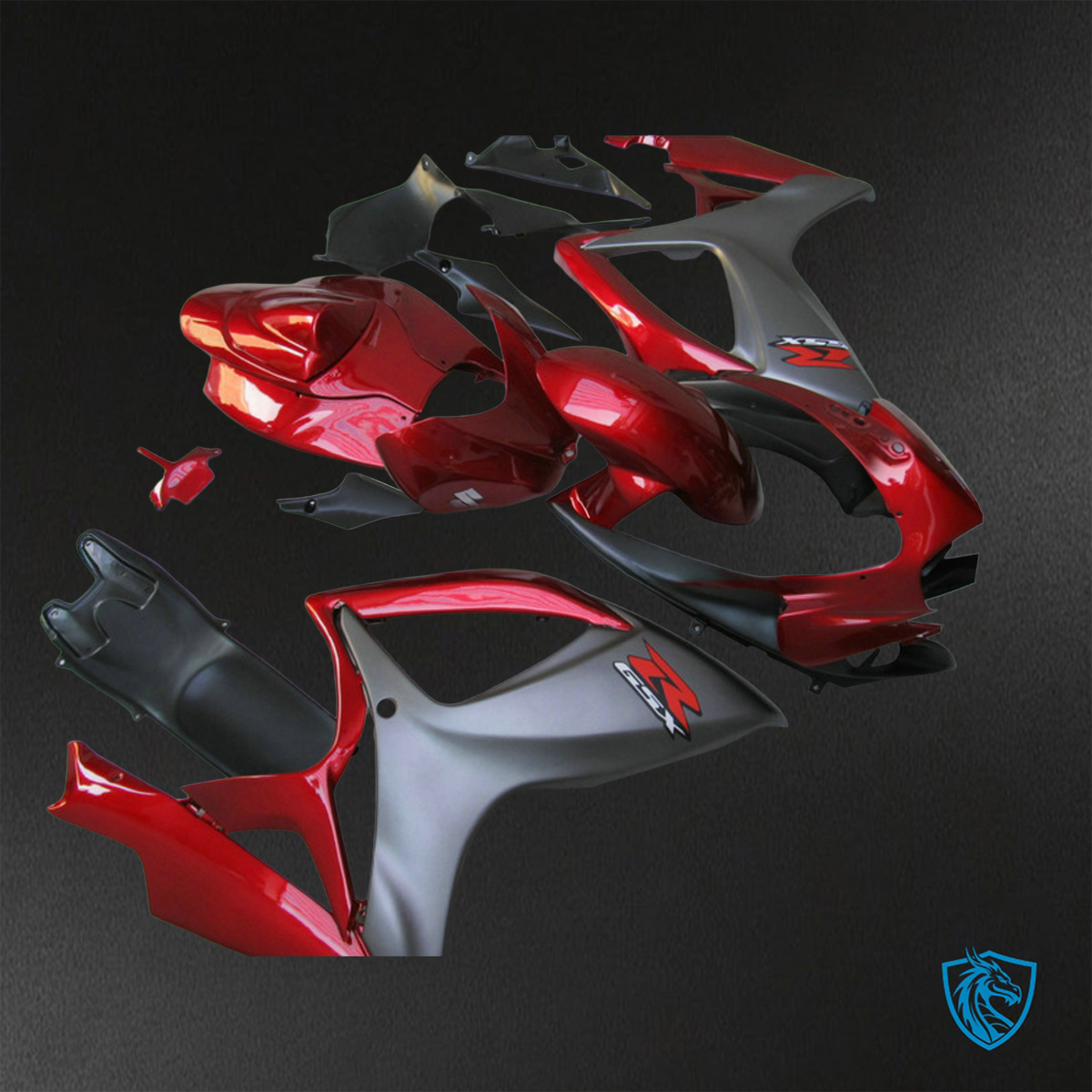 Suzuki GSX-R600/750 (2006-2007) Gloss Red & Grey - Replacement Motorcycle Fairings Kit