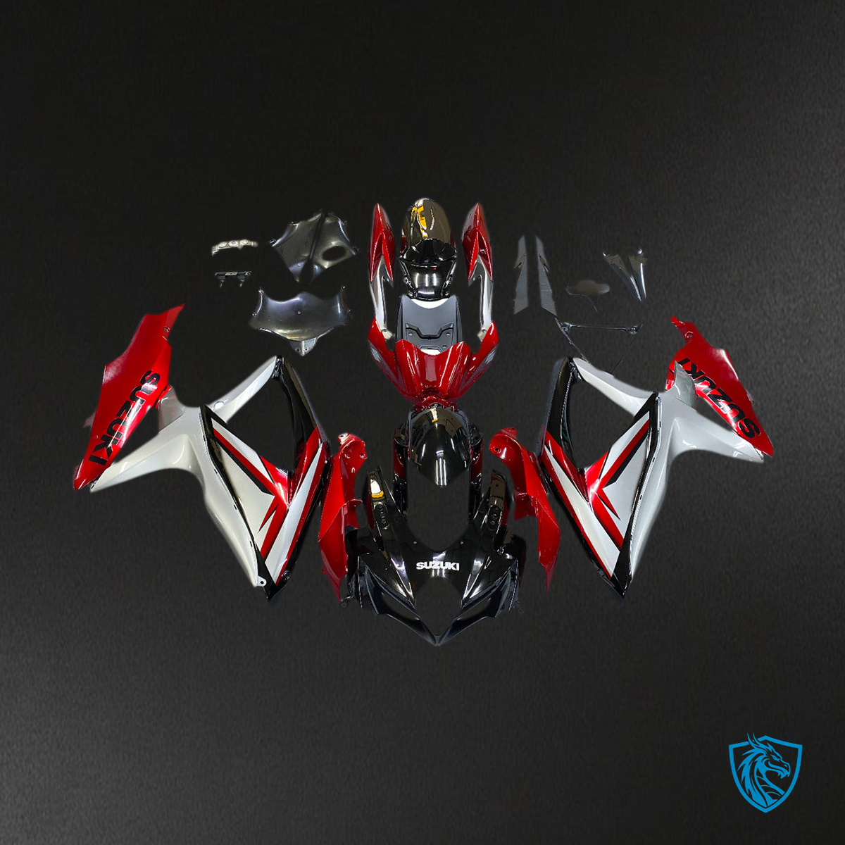 Suzuki GSXR 600-750 (2008-2010) Black, Red & Silver Generic Fairing Kit | ABS Bodywork