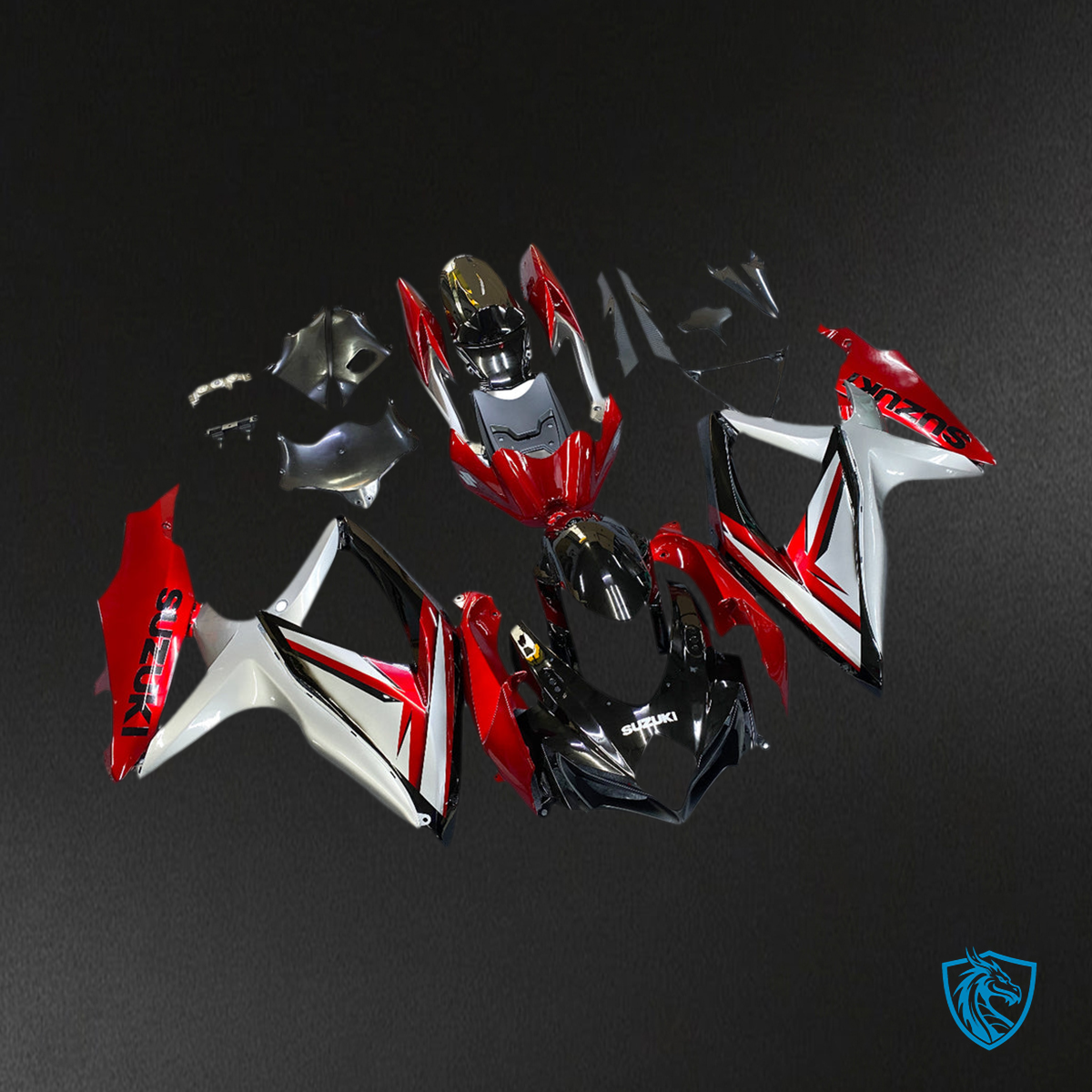 Suzuki GSXR 600-750 (2008-2010) Black, Red & Silver Generic Fairing Kit | ABS Bodywork