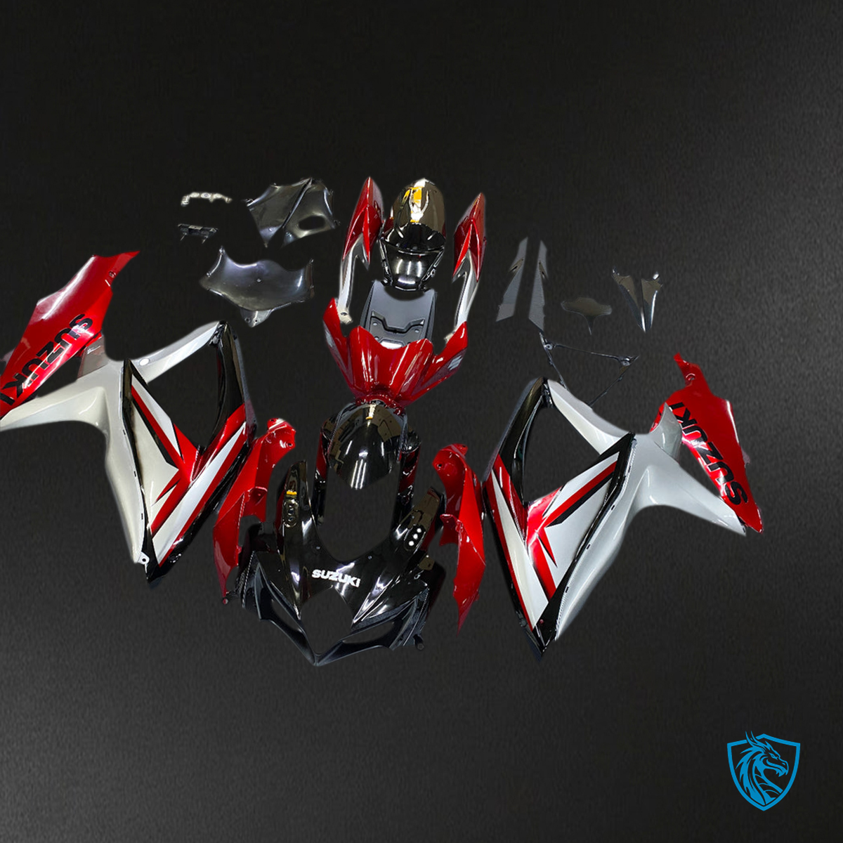 Suzuki GSXR 600-750 (2008-2010) Black, Red & Silver Generic Fairing Kit | ABS Bodywork