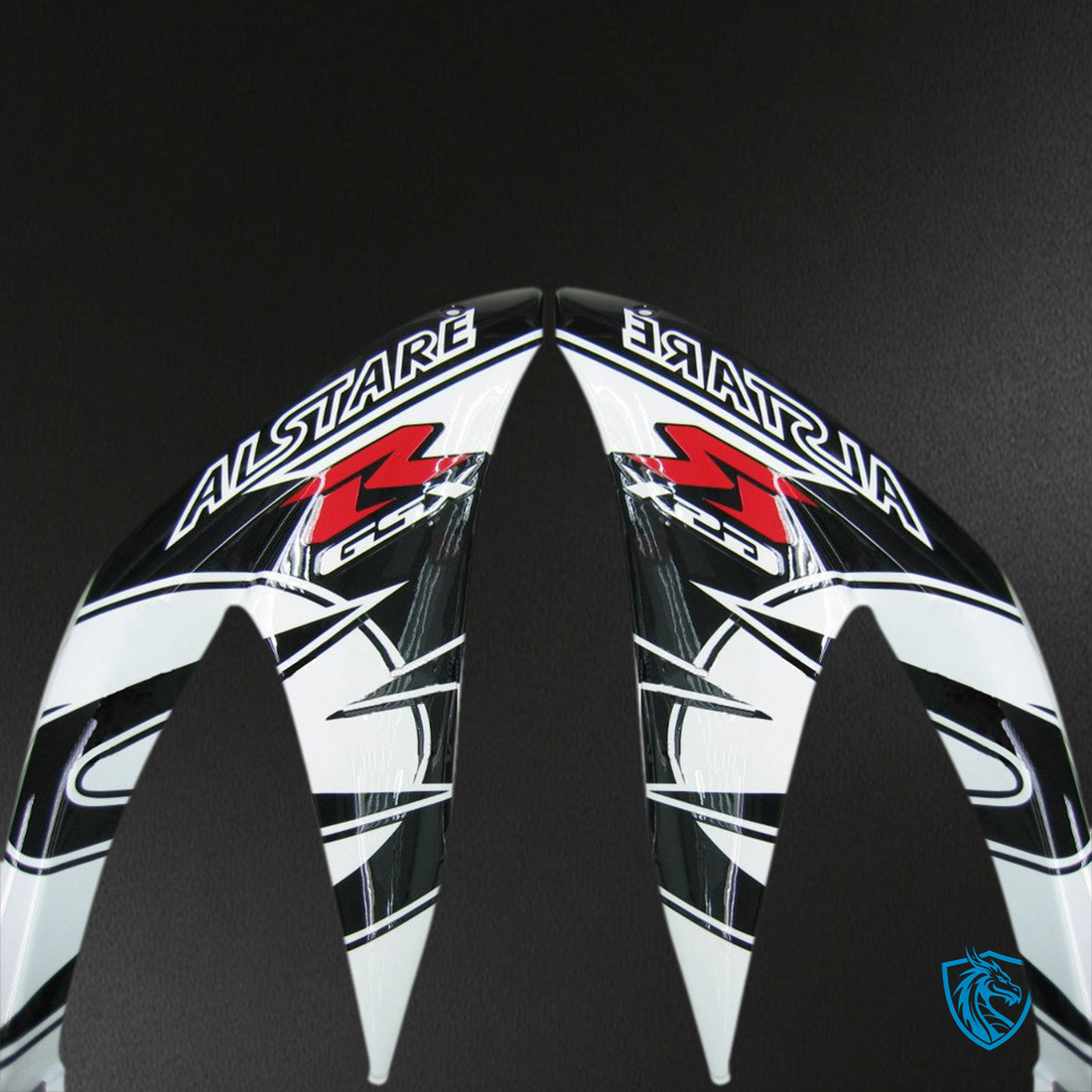 Suzuki GSXR 600-750 (2008-2010) Black & White Alstare Corona - MERGEment Motorcycle Fairings Kit