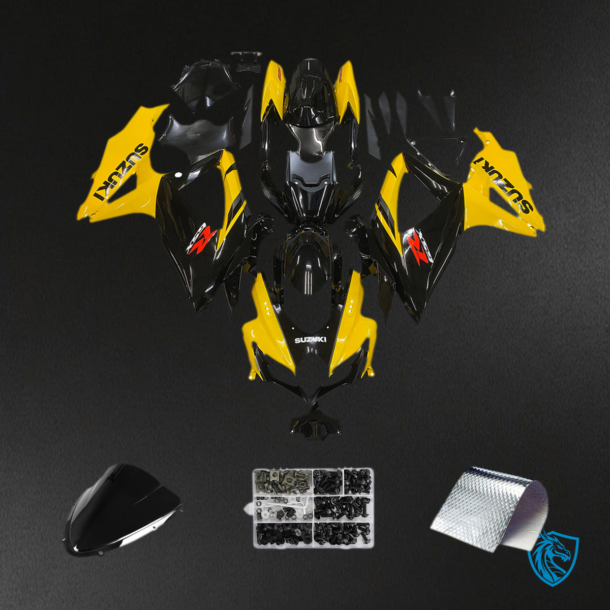 Suzuki GSXR 600-750 (2008-2010) Black & Yellow GSXR Generic - Custom ABS Fairing Kit