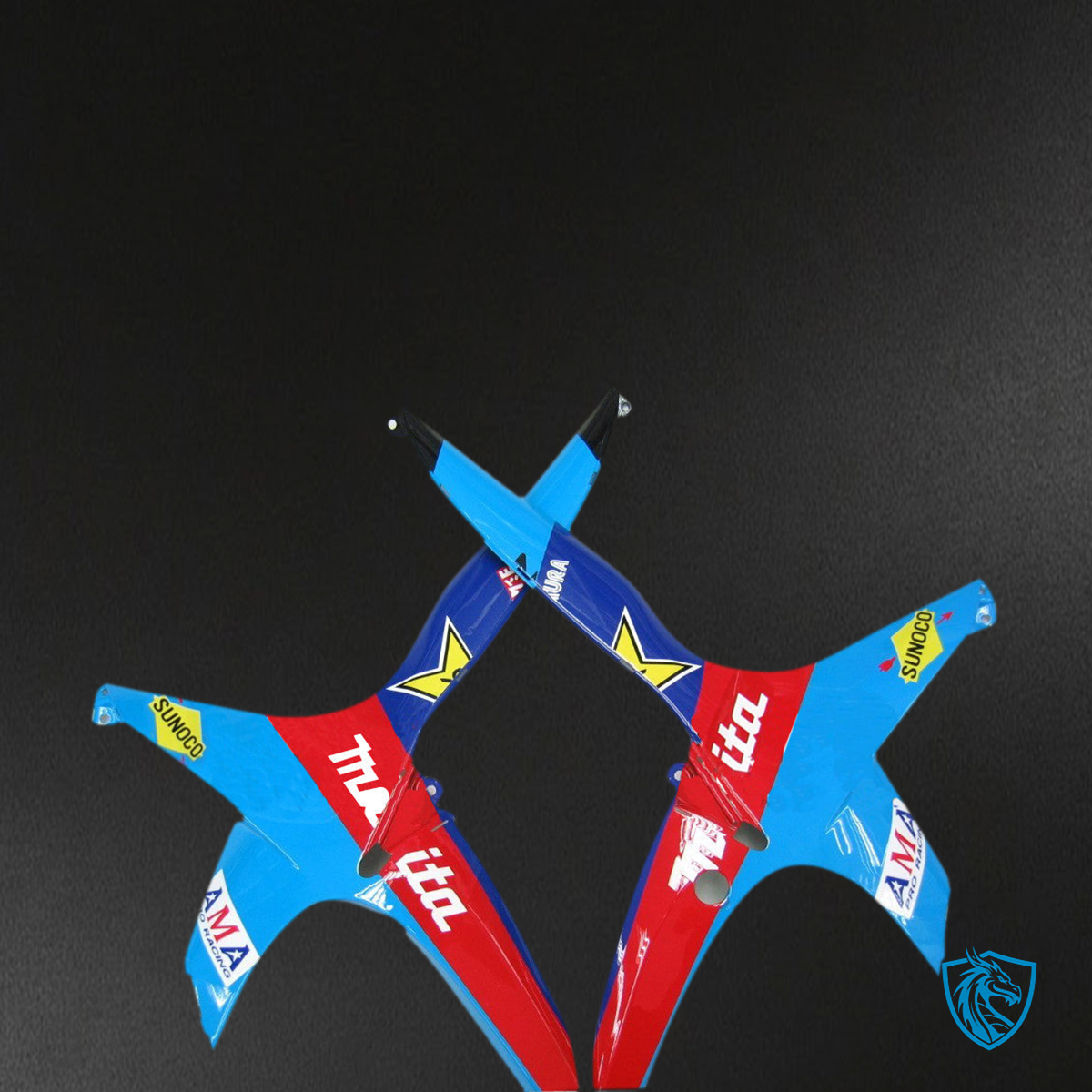 Suzuki GSXR 600-750 (2008-2010) Blue & White Rockstar Malkita - MERGEment Motorcycle Fairings Kit